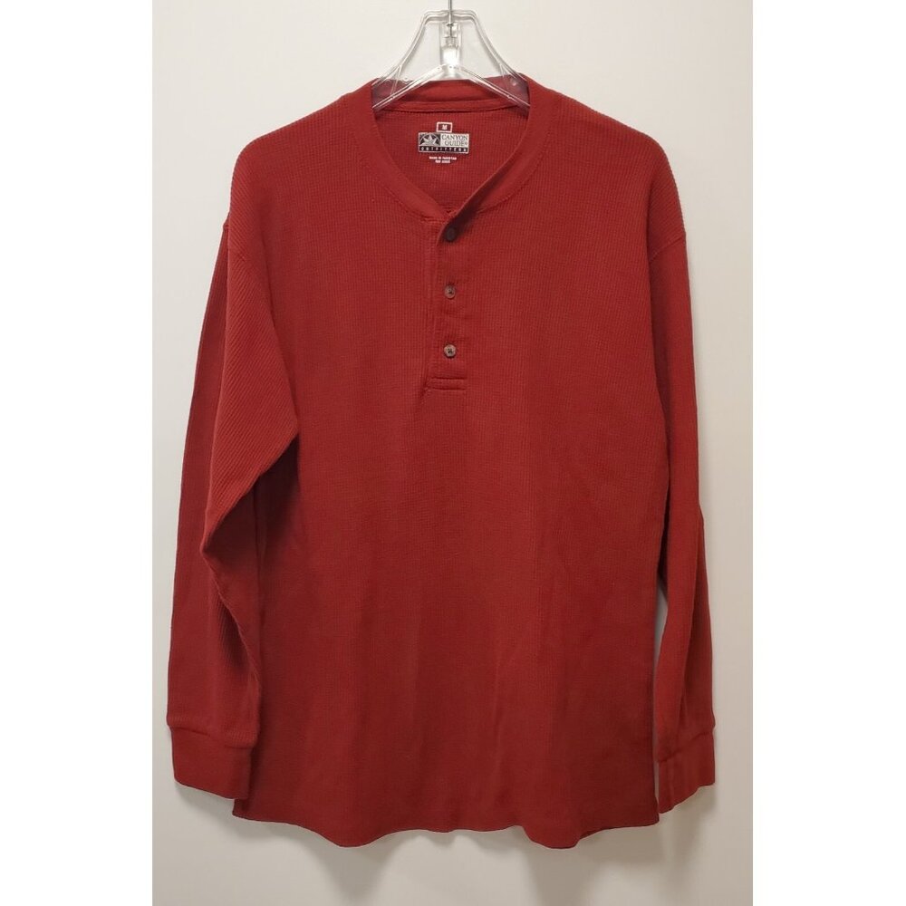 Canyon Guide Outfitters Thermal Shirt Red Long‎ Sleeve Waffle Knit Medium NEW